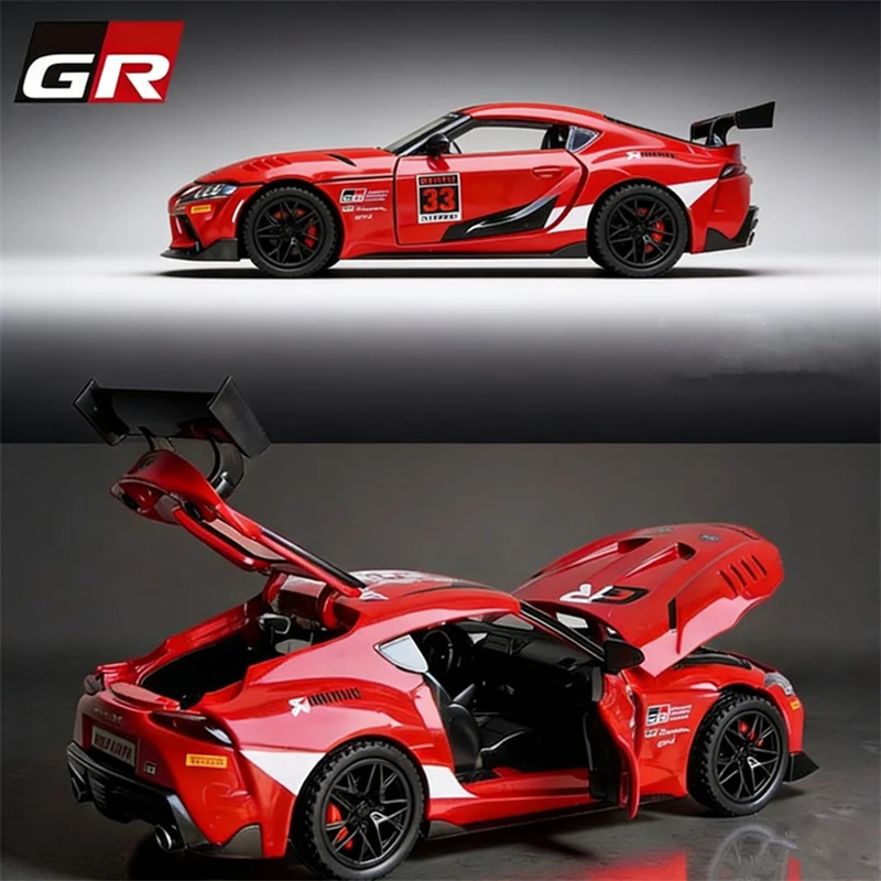 1:32 GR Supra GT4 Alloy Modified Super Sports Car Model Diecasts Metal Track Raing Car Vehicles Model Sound Light Kids Toys Gift