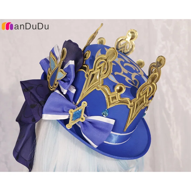 أسود Furina de Fontaine Focalors تأثيري حلي Genshin تأثير لعبة لعب الأدوار الباروكات كوميك كون المهنية ثلاثية الأبعاد الرسوم المتحركة الدعامة