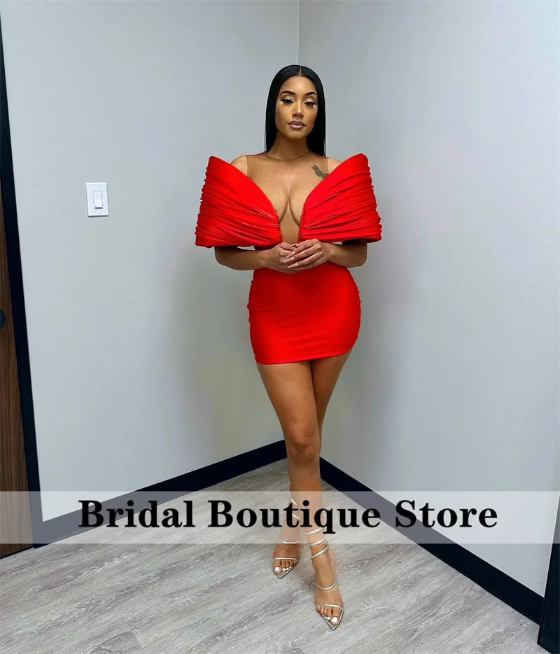 Stunning New Red 2024 Prom Gown With Two Gloves Off Shoulder Birthday Party Cocktail Dresses Robe De Bal Custom-Made Customized