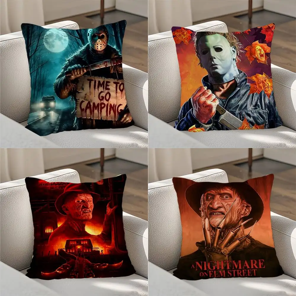 

Halloween Horror Killer Pillow Case Luxury Double-sided For Car Pillows 45x45 Cushions Cover Home And Decoration Sofa Pillowcase