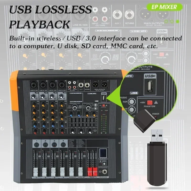 Professional Digital Mixing Console Music Equipment Studio Mixer Audio Sound with amplifier dj