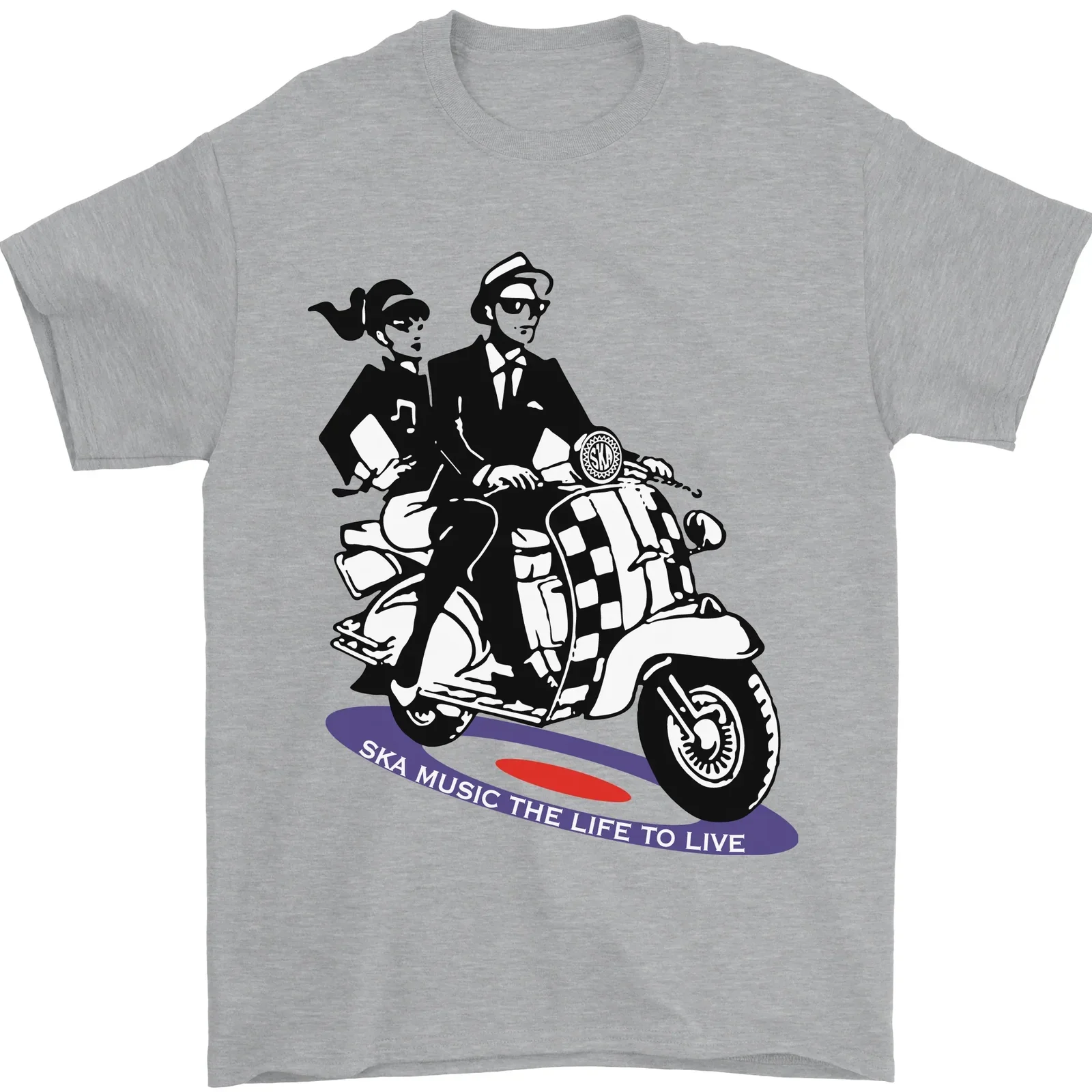 2Tone MOD Scooter 2 Tone SKA Music Mens T-Shirt Cotton