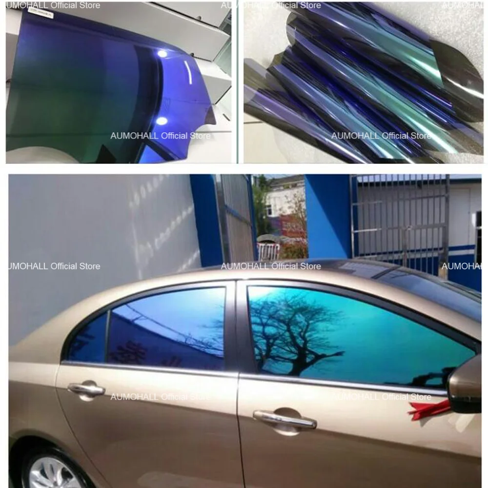 18% VLT Green Blue Chameleon Window Tint for Car Side Window, Solar Protection Sunscreen Film Sticker Foils 50x300cm