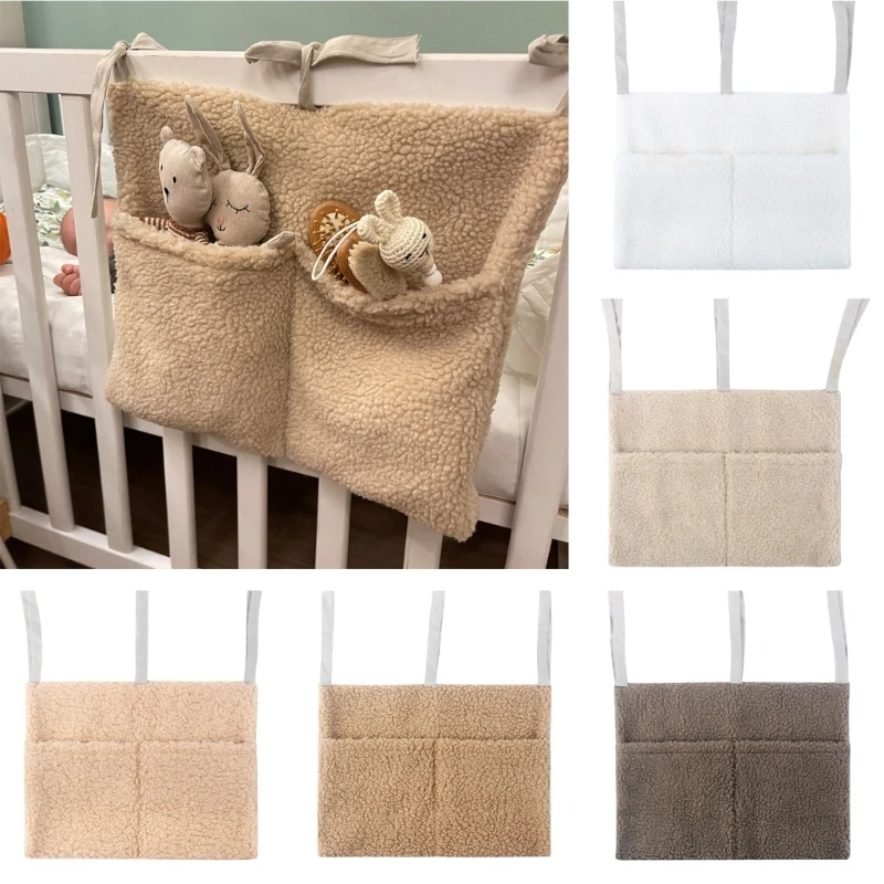 New Practical Bedside Storage Bag Easy install Hanging Bag with Double Pockets for Baby Bedside Practical Hanging Bag