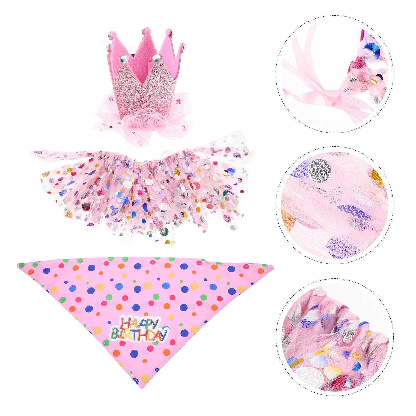 

3Pcs Pet Party Outfit Creative Dog Birthday Bandana Hat Set Puppy Costume Birthday Gift Pet Saliva Towel Dog Bandana