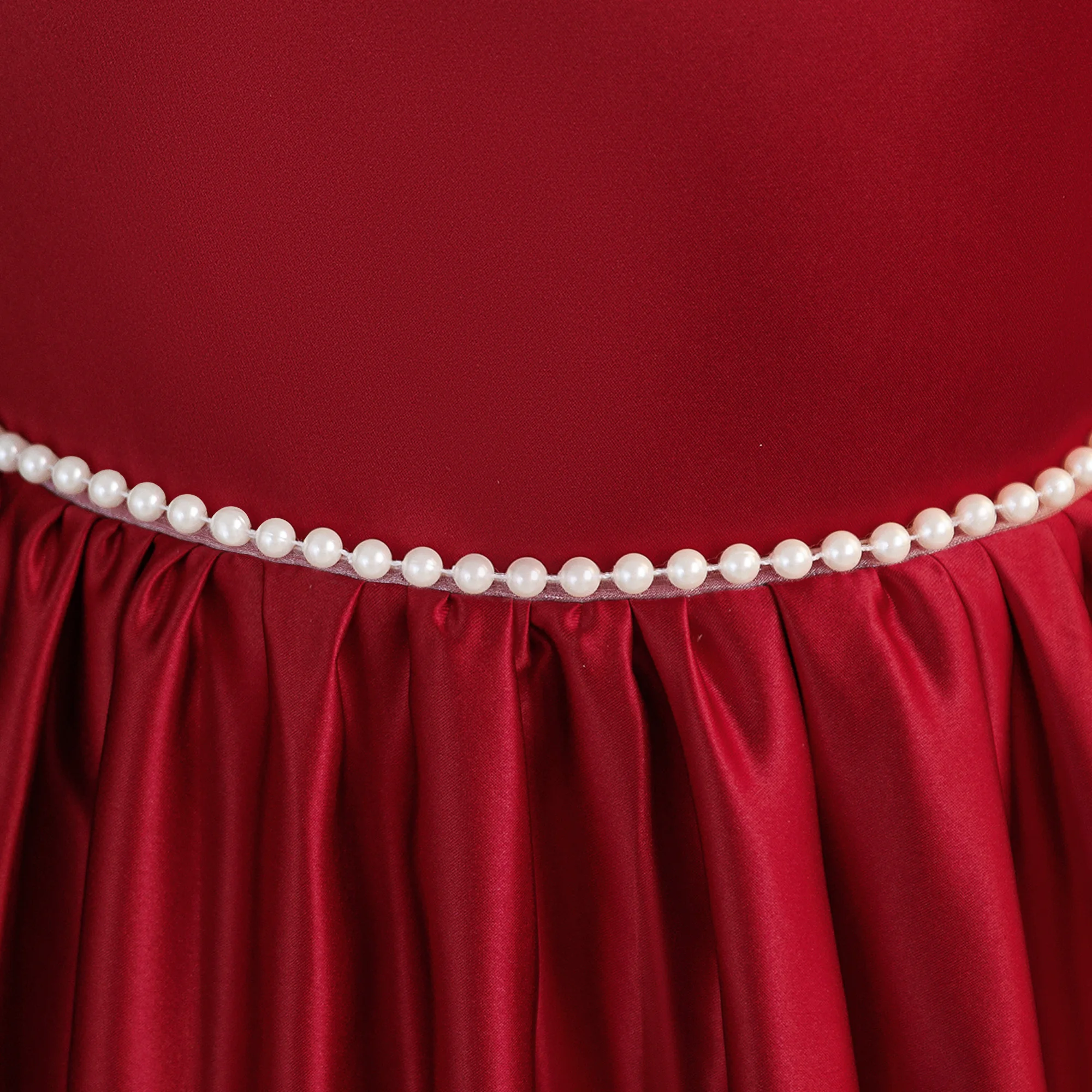 Satin Brautjungfernkleid für Partys, Weihnachtskostüm, Schleife, Taufe, Hochzeit, Prinzessinnen-Ballkleid, Mädchen-Gala- und Neujahrs-Abendkleid – Detail 15
