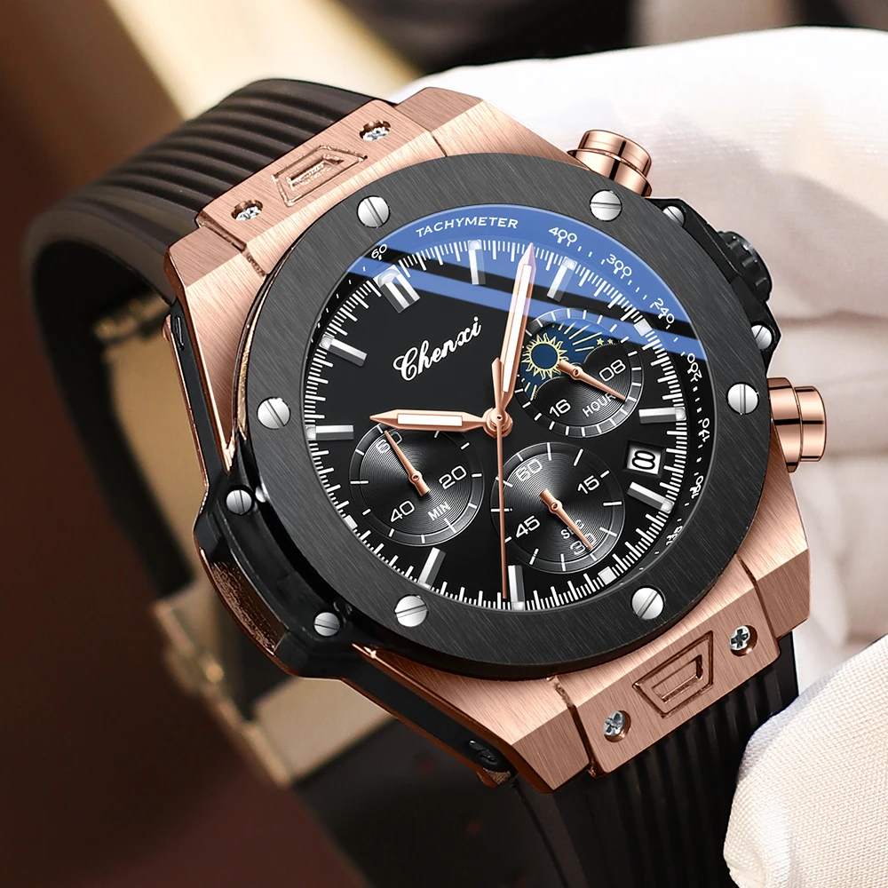 CHENXI Date Men Quartz Watches Luxury Brand Chronograph Mens Top Sport Wristwatches Fashion Casual Waterproof Luminous Watch