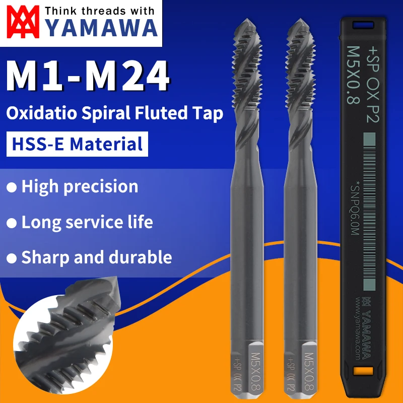 

EIMOGE TAP Janpan YAMAWA HSS-E INOX coating Spiral Fluted Tap M1M1.2M1.4M1.6M1.7M2M2.3M2.5M2.6M3M3.5-M24 Machine Thread Taps