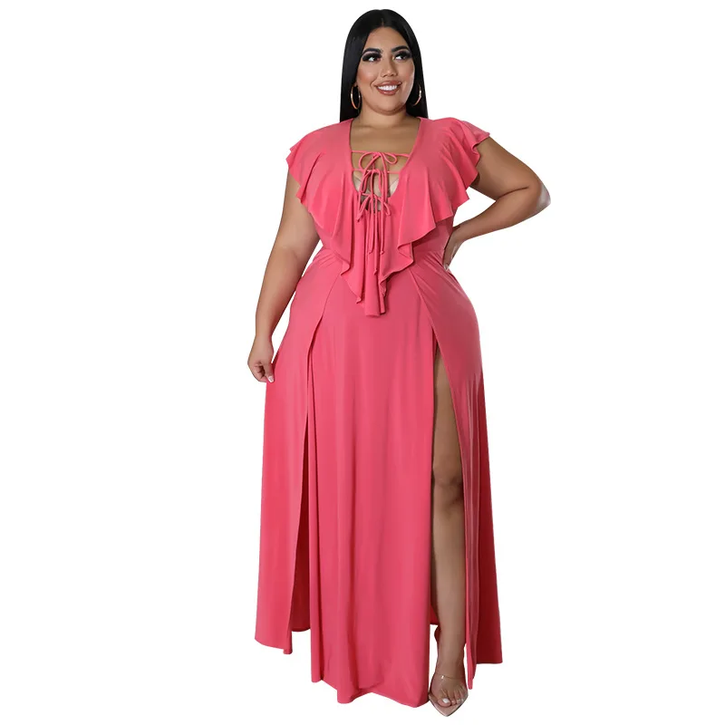 2022 New Arrival Plus Size Solid Color Summer Party Dresses For Women Wholesale China