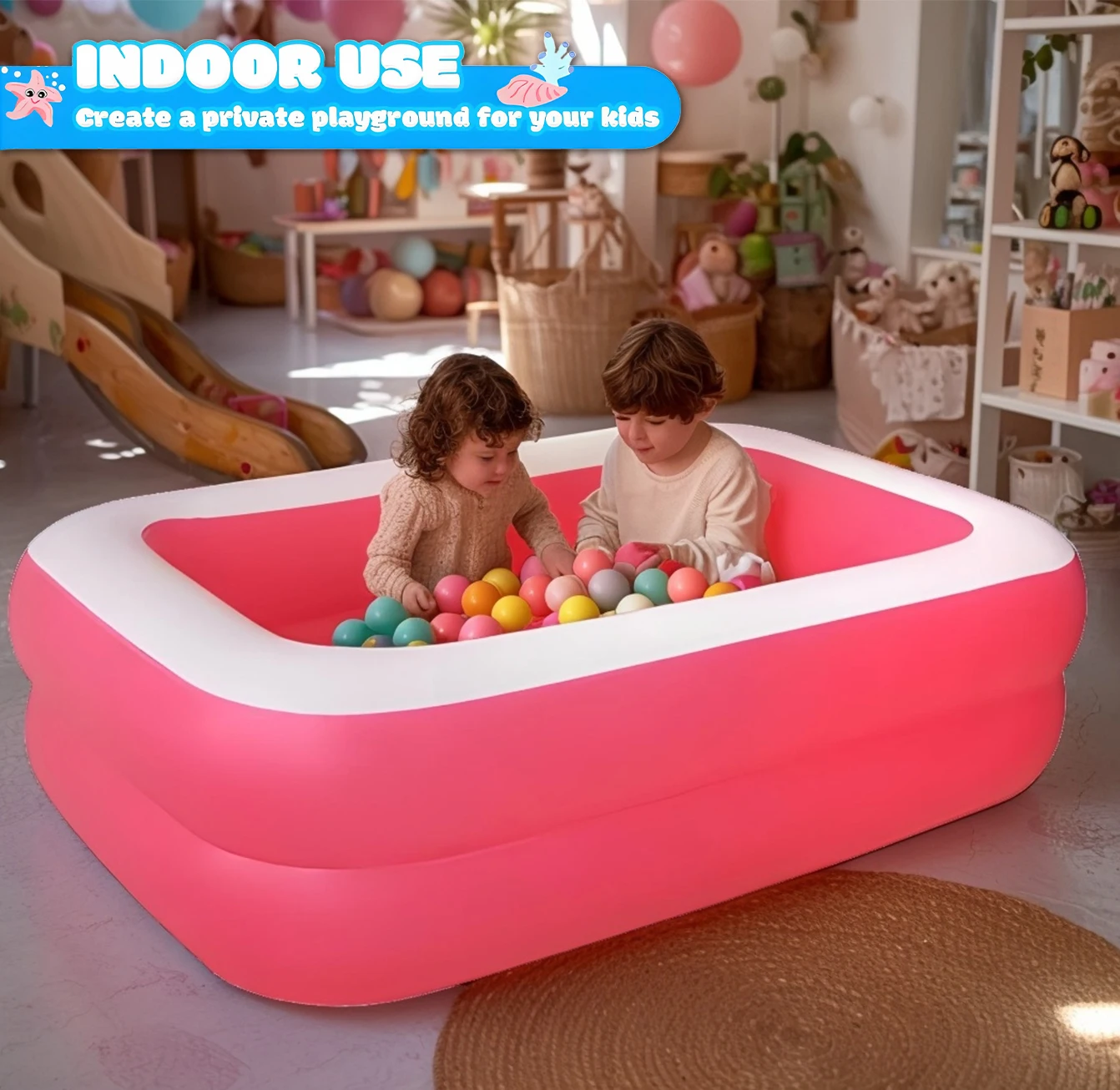 150 ซม.Inflatable Ball Pit Pool สําหรับเด็ก,เด็กวัยหัดเดิน,Blow Up PVC สระว่ายน้ํา 45.3*33.5*13.8in Unisex
