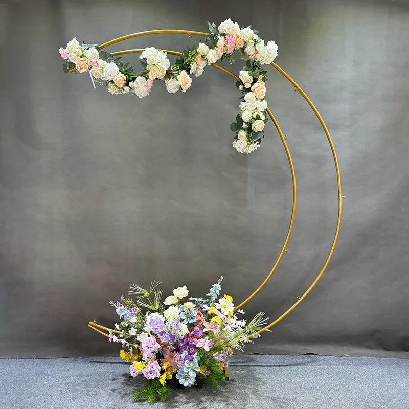 Moon Shaped Backdrop Stand Arch Frame Large Metal Wedding Arch for Anniversary Birthday Party Valentine Ceremony Decorations