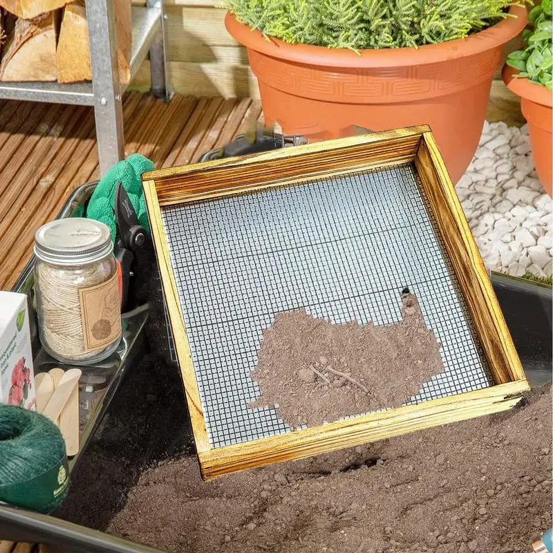 Soil Sifter Solid Wooden Gravel Sifter Wood Dirt Sifter Hand Sifting For Soil Rocks Potting Dirt Stones Small Worm Home Planting