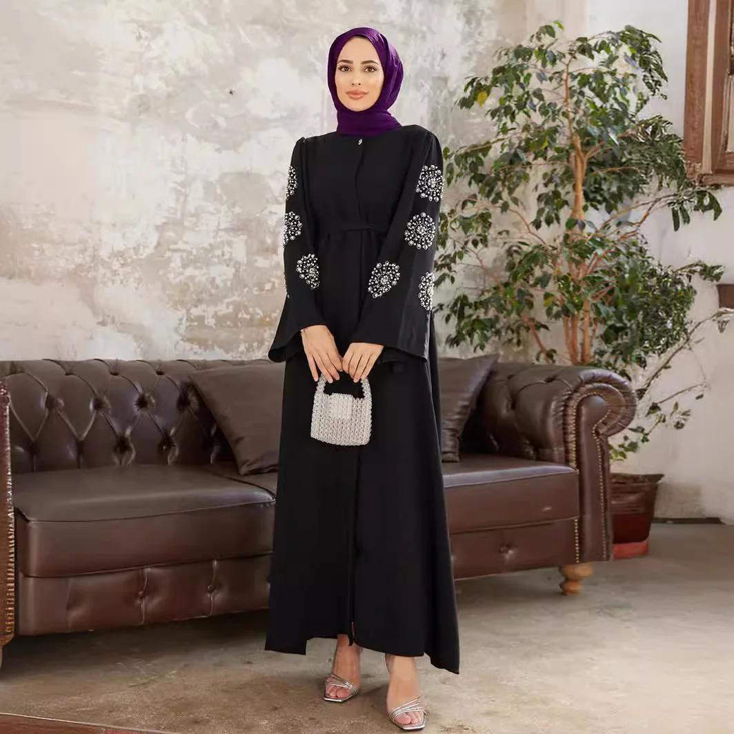 Morocco Women Arab Long Robe Dubai Dress Lace Up Abayas Kaftan Islam Vestidos Eid Muslim Abaya Party Dresses Modest Jalabiya