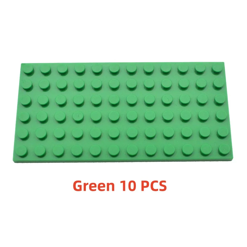 แผ่นฐานต่อบล็อก 10 ชิ้น ขนาด 6x12 จุด แบบคลาสสิก MOC DIY สำหรับตัวต่อเมือง ชิ้นส่วนบล็อกที่ใช้ร่วมกันได้กับ 3028 ของเล่นเด็ก ของขวัญ