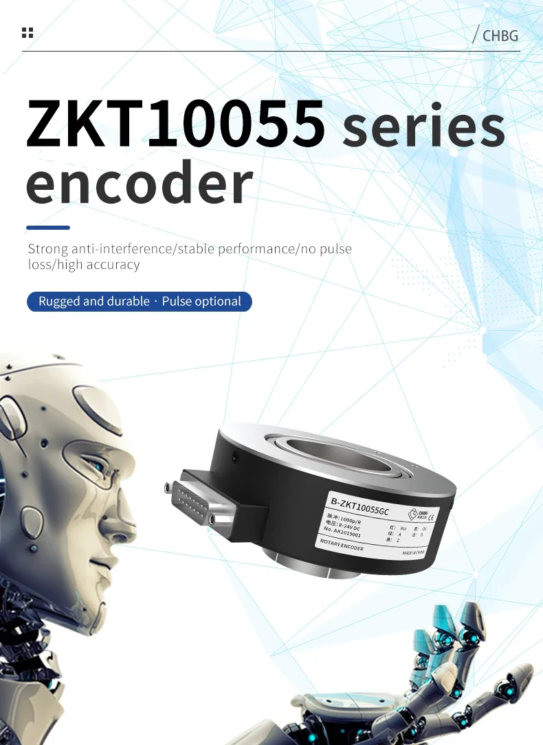 CHBG optical encoder outer diameter 100mm, shaft diameter 30/45/55mm IP65 Incremental hollow shaft rotary optical encoders