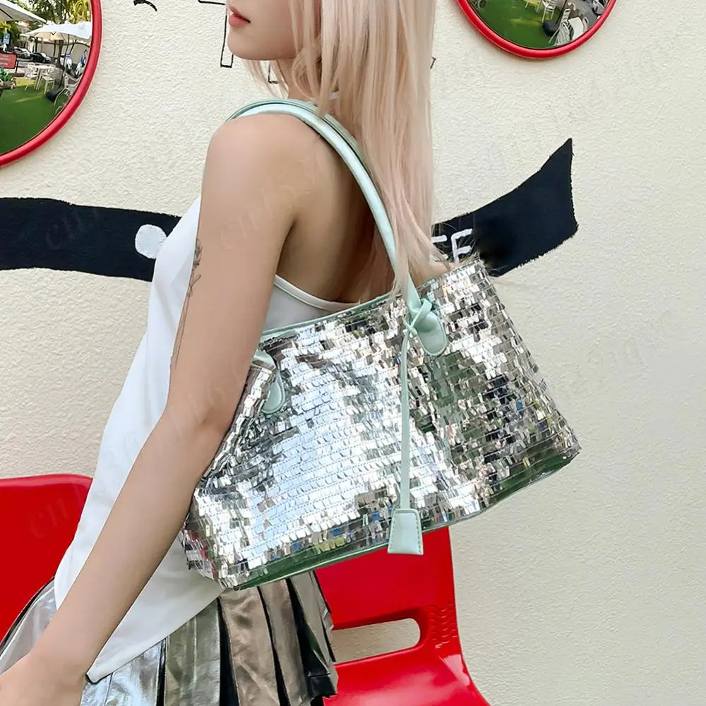 

Women Shoulder Bag PU Leather Tote Bag Magnetic Closure Sequin Handbag Large Capacity Travel Top-Handle Bags Work Shopping Bags