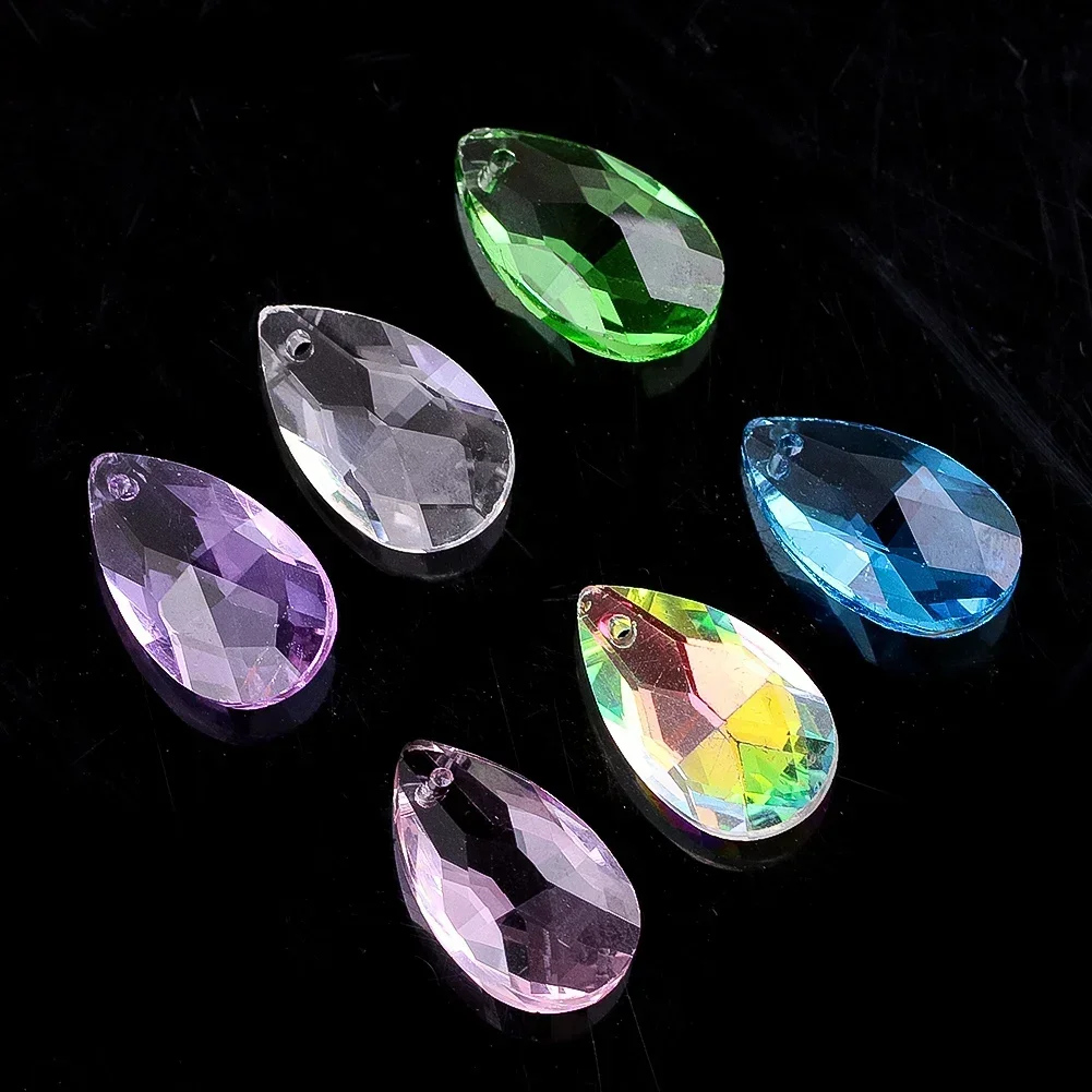 1pc Multicolored Water Droplet-Shaped Clear Crystal Pendant Suncatcher with Drillable Holes for Garden, Wedding, and Home Decor