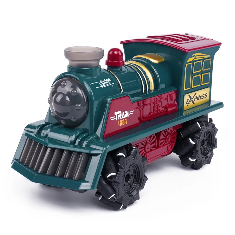 Remote ControlTrain Stunt Car With Sound And Light Spray Stunts Vintage Train Gifts Use For Boys And Girls