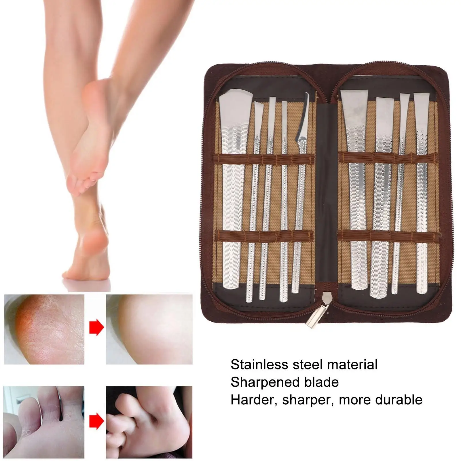 مجموعة سكاكين باديكير احترافية أدوات مكشطة القدم لإزالة الجلد الميت والعناية بالقدم