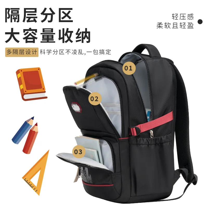 Ransel Kasual Bernapas untuk Siswa SMP & SMA, Tas Laptop Unisex untuk Remaja Perempuan Laki-laki, Tas Sekolah Anak-anak