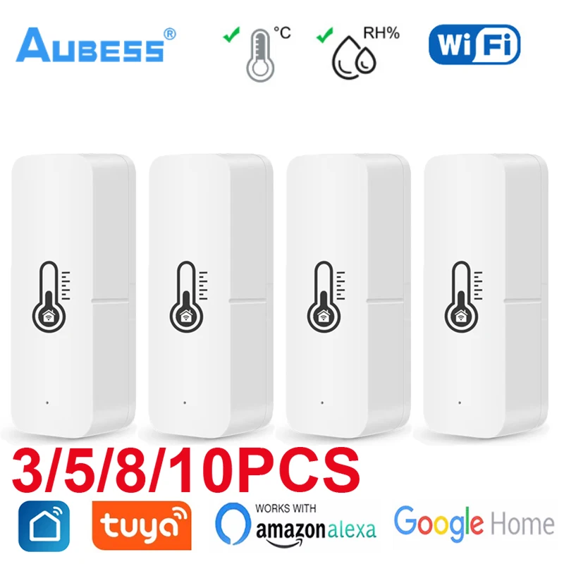 

Aubess Wifi Smart Temperature Humidity Sensor Thermometer Detector Monitor Smart Home Via Alexa Google Home Tuya Smart Life