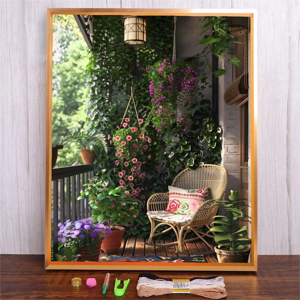 

Plant Leaves DIY Embroidery Kit Beginners With Cotton Thread Sewing Full Print Cross Stitch Crafts Hand-stitched Home Decor