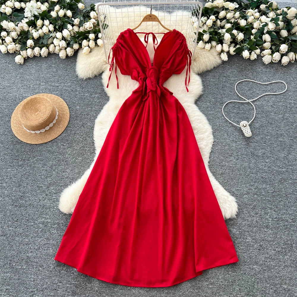 Chique vintage driedimensionale vetersluiting Elegante Fee Koreaanse mode Boho Zonnejurk dameskleding ceremoniejurken