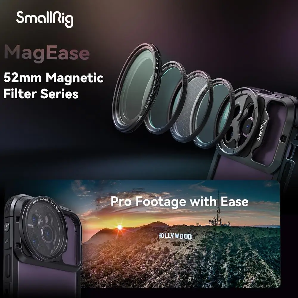 SmallRig MagEase Magnetic VND /CPL /1/4 Effect Black Mist/Star-Cross Filter Kit 52mm for iPhone  iPhone 14/Xiaomi 13Ultra