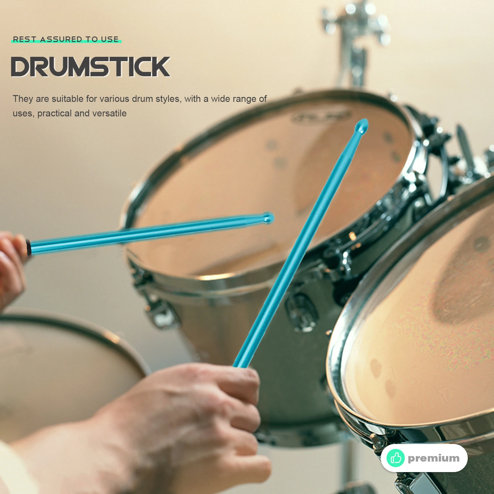 

Metal Drum Sticks Aluminum Alloy 5A Sponge Durable Percussion Tools Smooth Surface Music Performance Drumsticks Practical Design