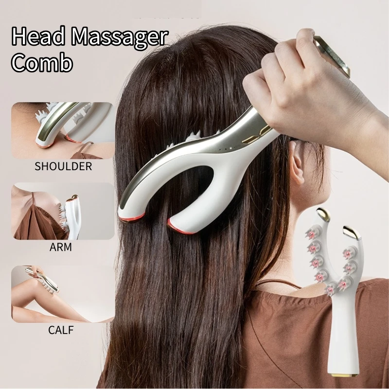 

Handheld Head Massager Cordless Scalp Massager 3 Modes & 8 Claws Body Massager for Stress Relax Pet Massage Head Scratcher Gift