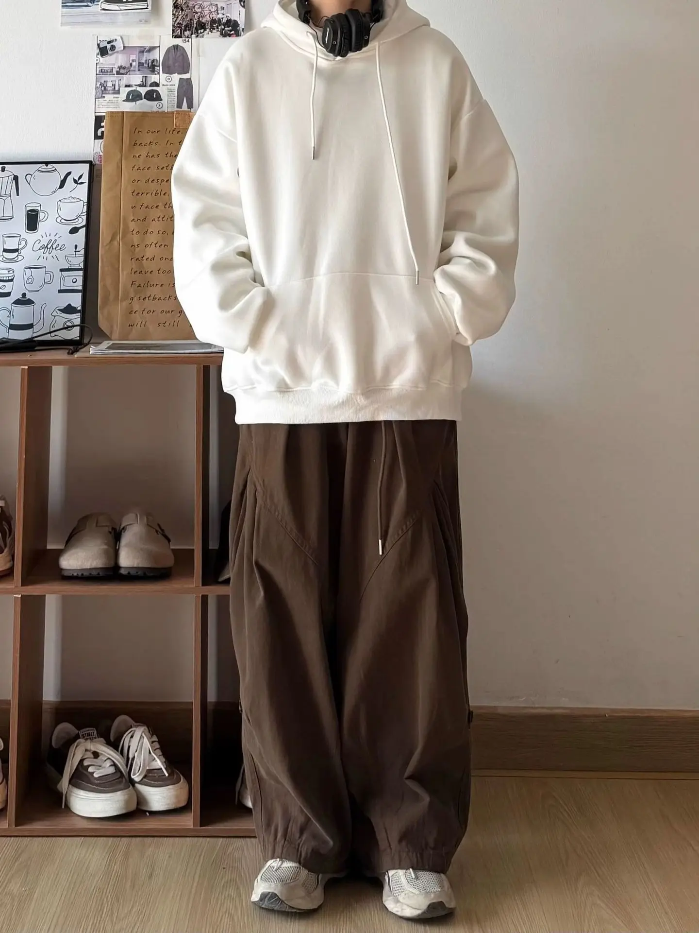 Japan Korean Fashion Vintage Solid Baggy Cargo Pants Men Spring New Men\'s Wide-leg Oversized Casual Pants Y2k Men Clothing