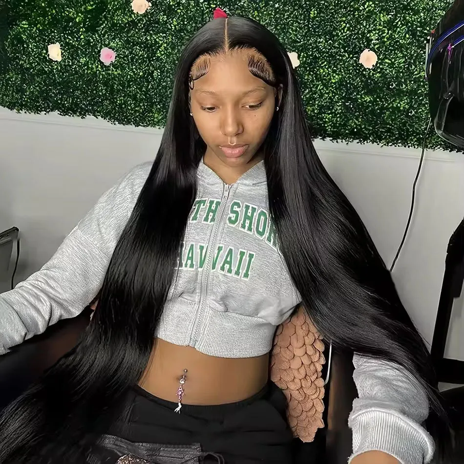 

13x4 Bone Прямые парики из натуральных волос 13x6 Hd Кружевные фронтальные волосы 40-дюймовые прямые прозрачные парики из натуральных волос на шнуровке для чернокожих женщин