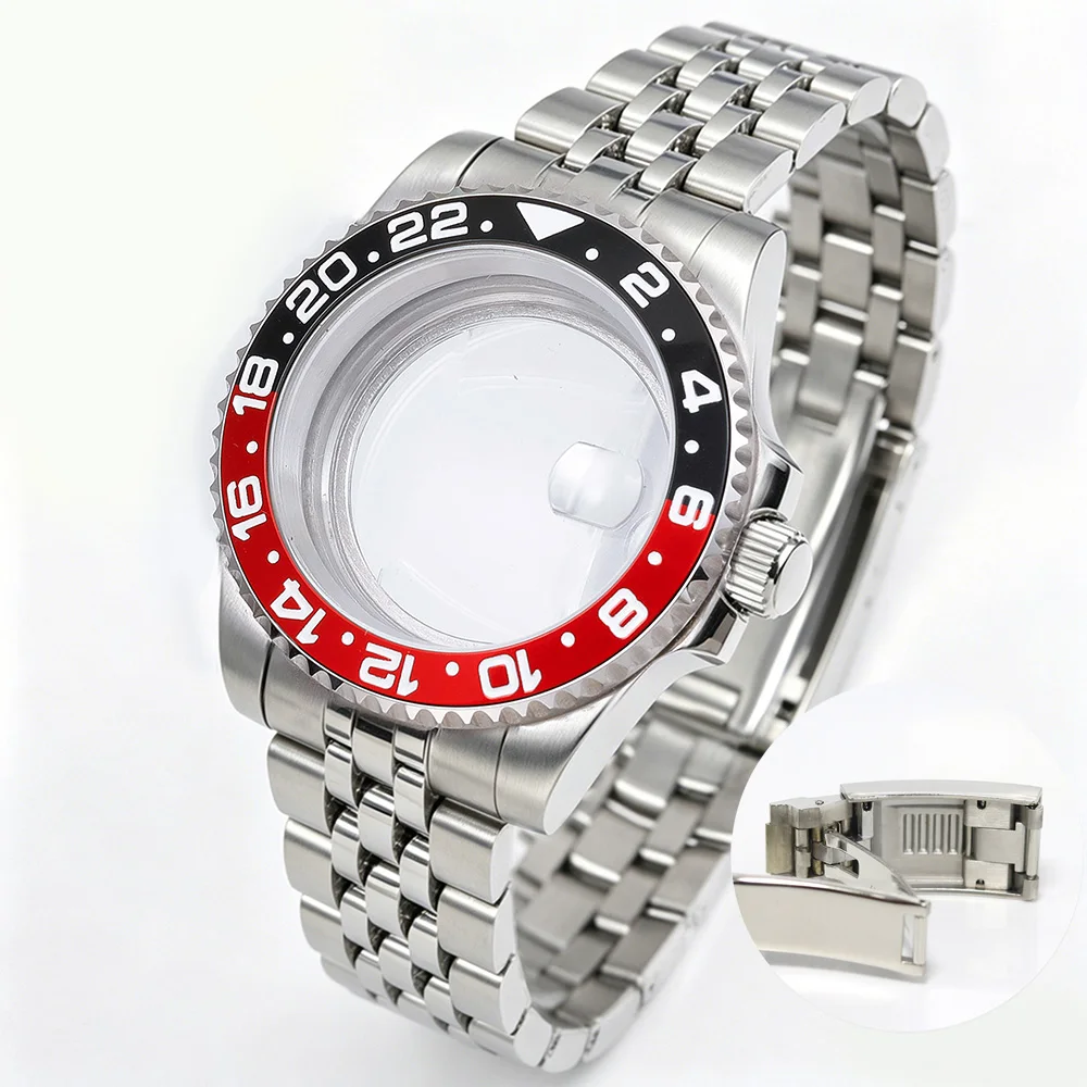 200M Diving Case 40mm Fit NH35 NH36 NH34 GMT Watch Case Jubilee Bracelet Sapphire Glass Slide Buckle view 3