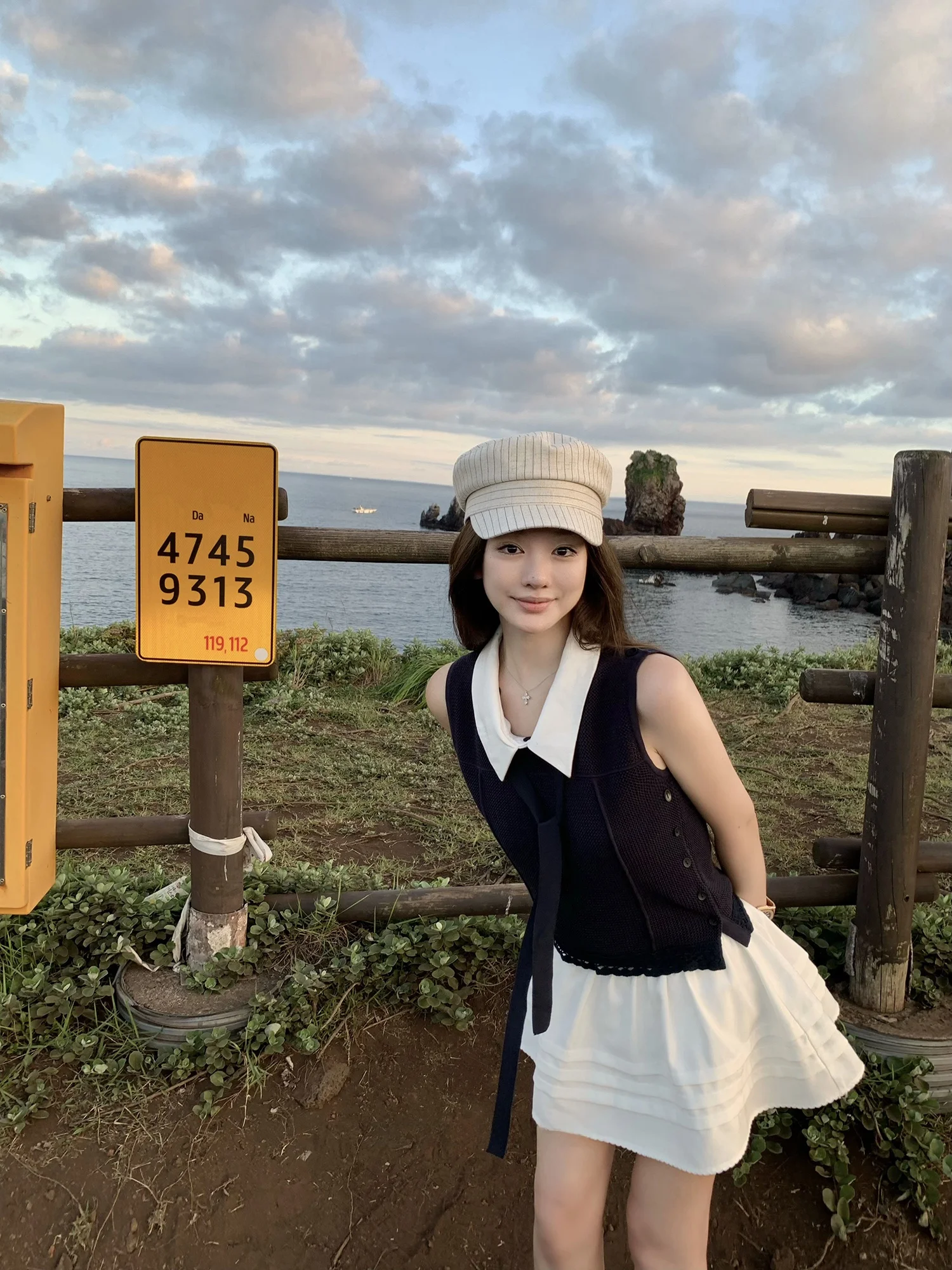 

Женский вязаный топ Wuuus Navy Sle с вырезами и воротником с цветочным узором, имитация двухслойности, повседневный, простой дизайн