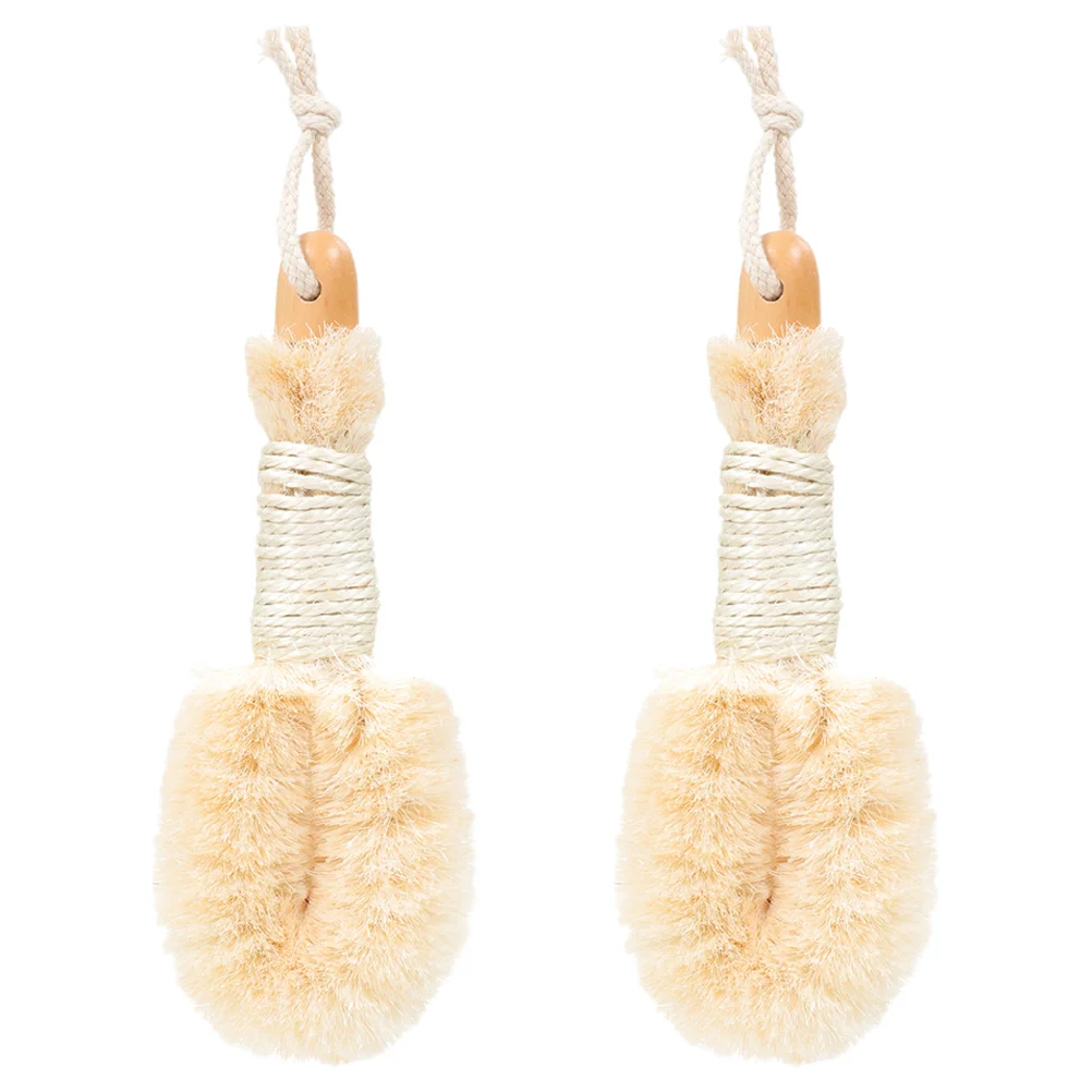 2 Pcs Dry Brushing Body Plant Fiber Bath Shower for Women Sisal European and American Brushes Beige Exfoliating