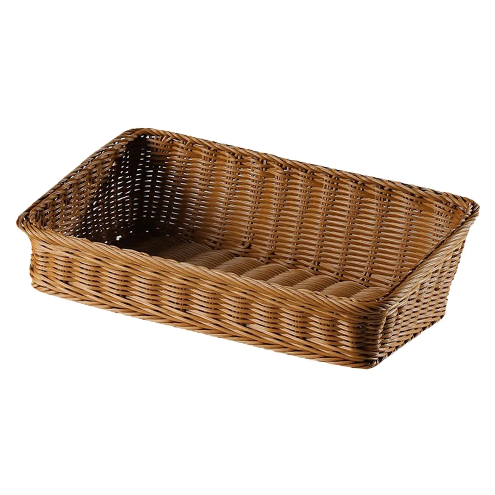 

Imitation Rattan Woven Basket Woven Bread Basket Meal Basket Food Storage Holder Food Display Handwoven Fruit Basket for Desk