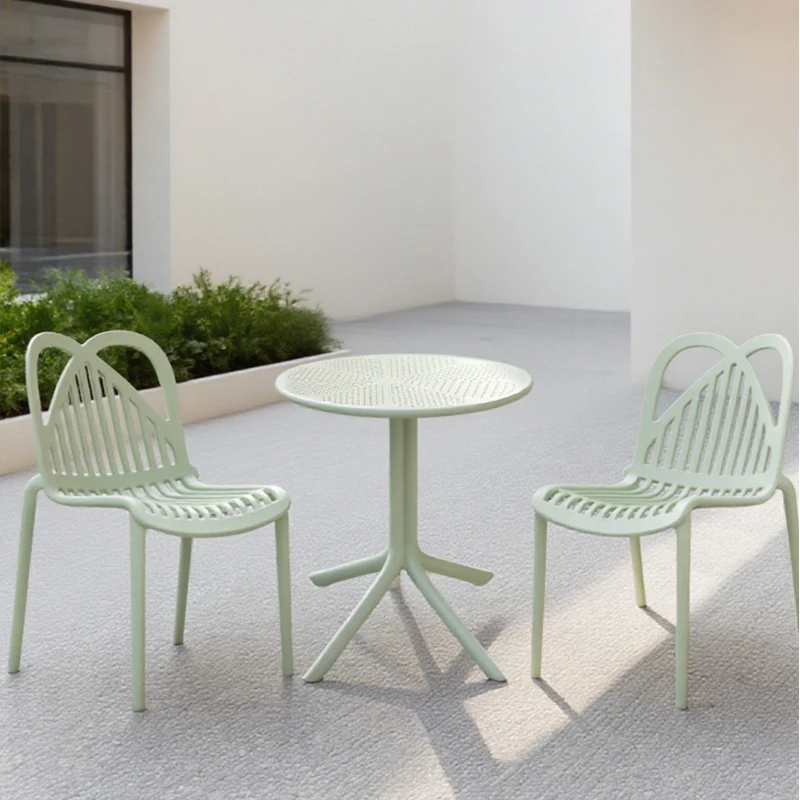 Modern Outdoor Patio Furniture Set Durable Weather-Resistant Plastic Table Foldable Design