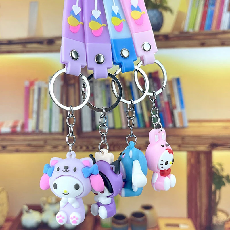 Sanrio Sleutelhanger Anime Kleine Tweelingster Cinnamoroll Melodie Hello Kitty Kawaii Actiefiguren Hangen Aan De Tas Geschenken Kids