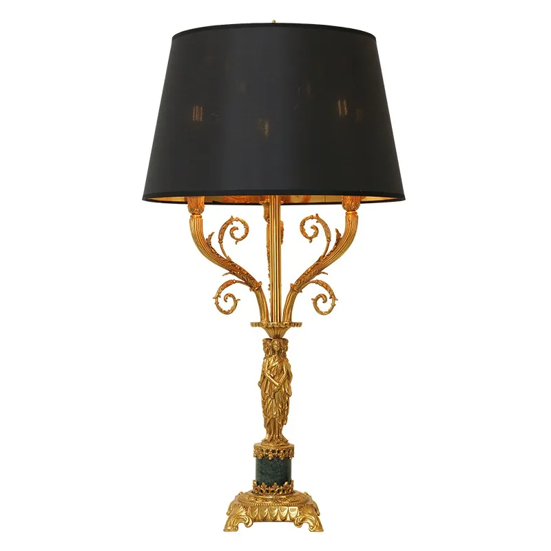 French-style table lamp, antique brass, suitable for living room and bedroom