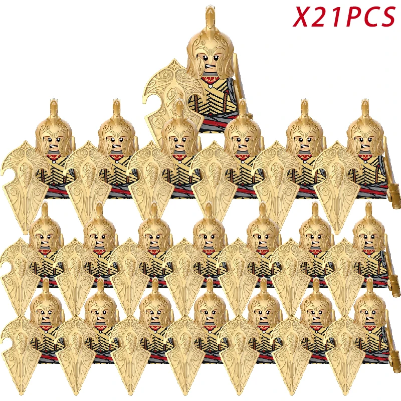 MOC 21PCS LOTR Elves Soldier Orcs Army Figures Armor Guard Dwarf Warrior Archer Medieval Knights Building Blocks Bricks Toy Gift