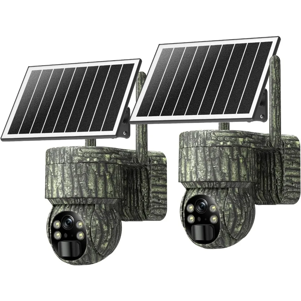 

4G LTE Cellular Trail Cameras 2 Pack, Unlimited Data Plan, 360°Full View Live Video, 2K HD Game Camera with Solar Power