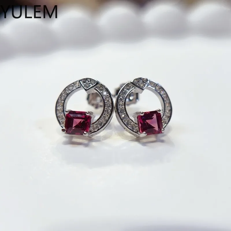 

Серебряные серьги с гранатом, серьги-гвоздики из серебра 925 пробы с драгоценными камнями, 4X4 мм, ювелирные изделия из натурального граната с 3 слоями, позолота 18 карат