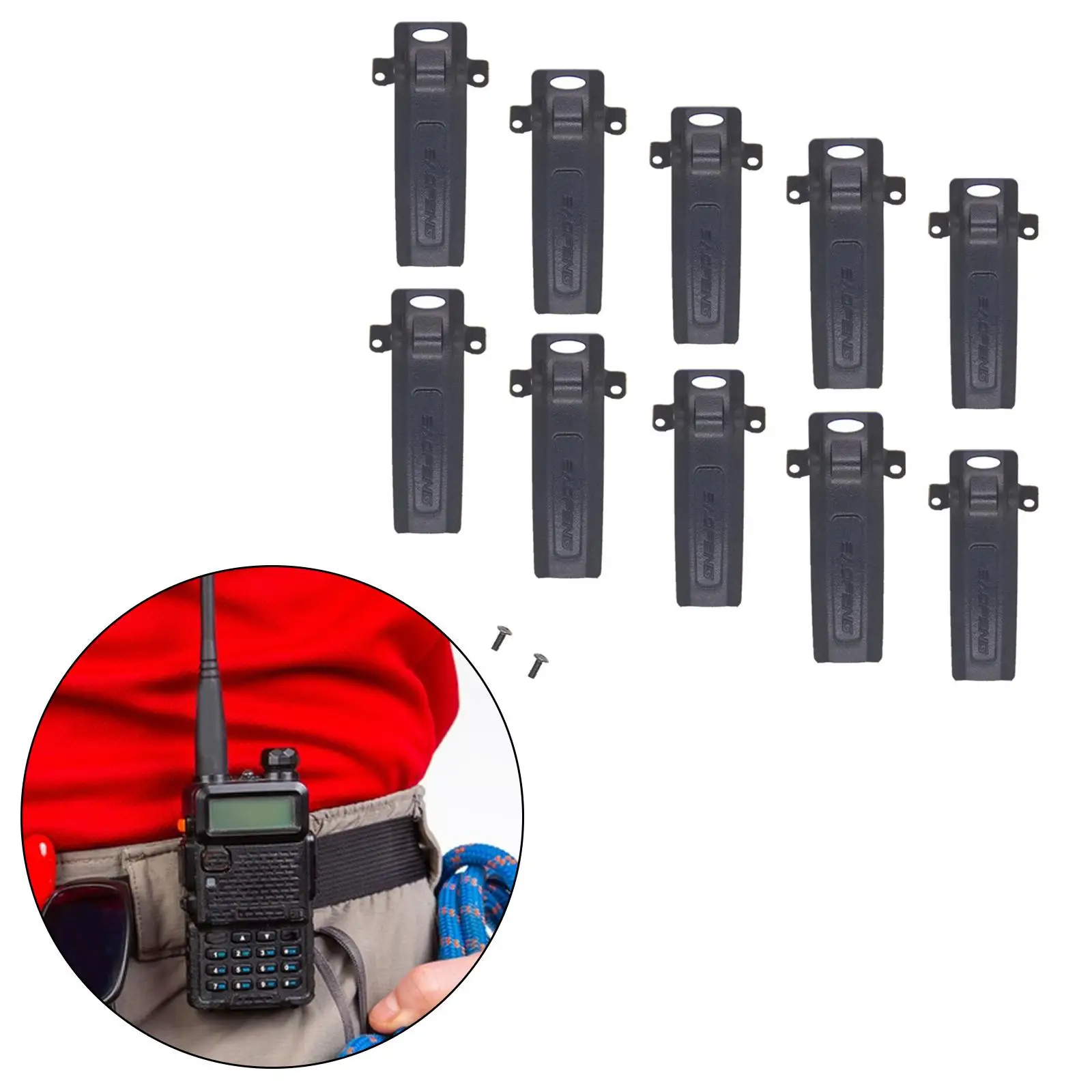

10Pcs Belt Clips Set Lightweight Replaces Accessory Belt Clip Walkie Talkie Belt Clip for -8 -82L -82 -8D GT-5 GT-5TP