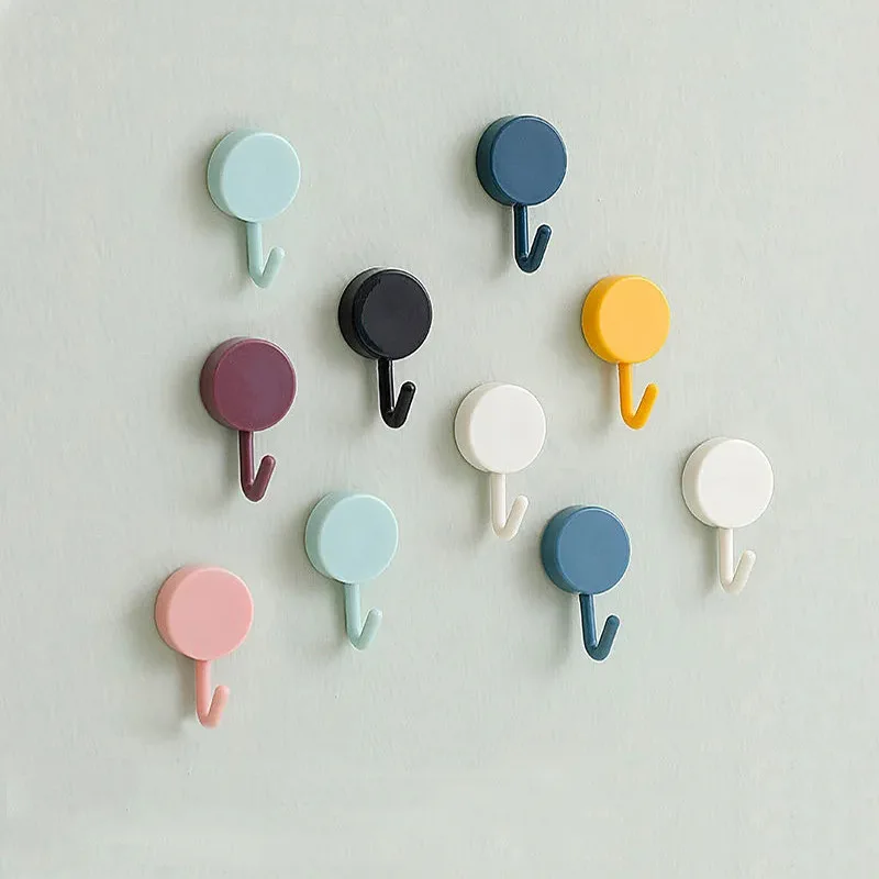5/10pcs Self Adhesive Wall Hook Strong Without Drilling Clothes Toilet Bathroom Door Kitchen Towel Hanger Home Table Locker Hook