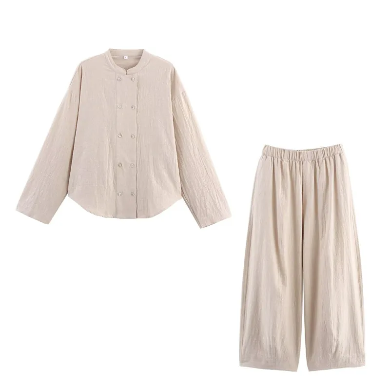 

SuperAen складные модные женские весенне-осенние новые пальто на молнии с капюшоном, однотонные длинные широкие брюки с высокой талией, комплекты из двух предметов