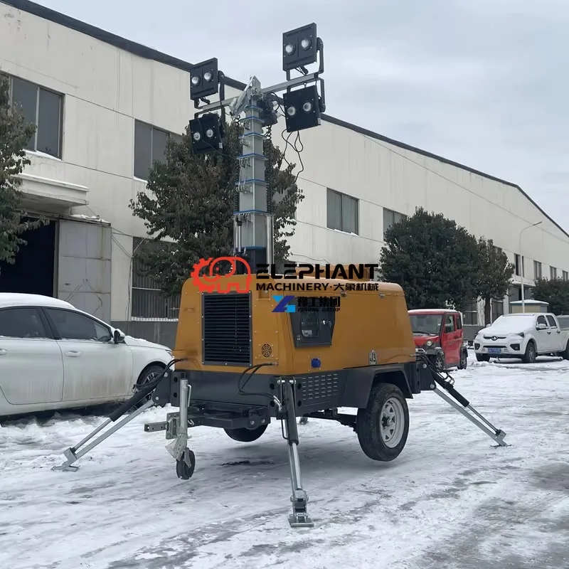 Hot Sale Manufacturer Supplier 7m 9m Emergency LED Light Towers 4*400w White Emission with Diesel Petrol Generator