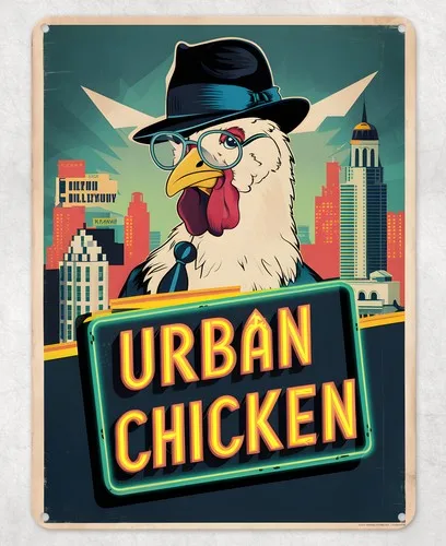 Funny Urban Chicken Metal Poster Wall Tin Sign Man Cave Shed Home Plaque --Tin Sign