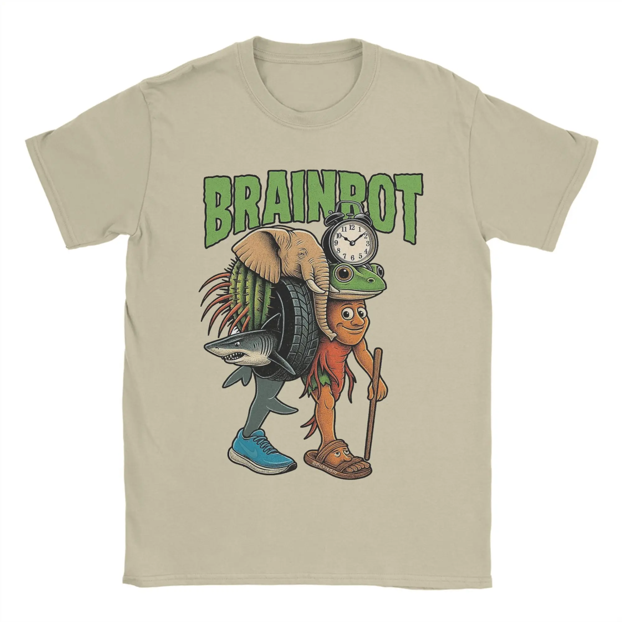 الرجال الإيطالية Brainrot تي شيرت 100% الملابس القطنية مضحك قصيرة الأكمام طاقم الرقبة تي شيرت تيشيرت صيفي