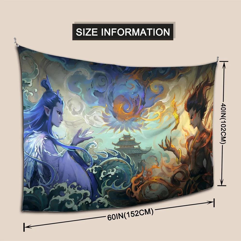 Oriental Myth animation Nezha Tapestry Decorate Wall Tapestry Cute Gift Flags