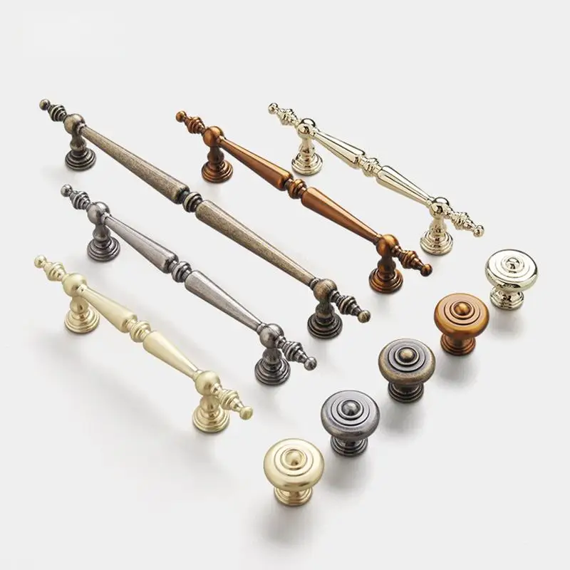 [1Pcs Single-Hole Drawer Knob Aluminum Alloy Cupboard Handle Vintage Furniture Handle French Cabinet & Wardrobe Door Pulls]